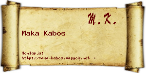 Maka Kabos névjegykártya